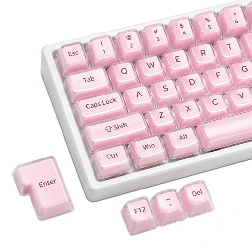 YUREDAN 132 キー Jelly キーキャップ CBSA プロファイル Cherry Gateron MX メカニカル 対応 (ピンク)