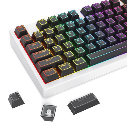 Ussixchare PBTシャインスルーキーキャップ ブラック 142キー フレームバックライト ダブルショット Cherryプロファイル フルサイズ カスタムキーボードキーキャップセット メカニカルゲーミ…