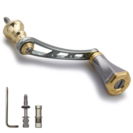 乐天商城 - HEIGHTEN56mmリールハンドル23mmノブ搭載シマノダイワ(DAIWA)通用スピニングリール用TornadoSeries(ガンメタル/ゴールド)(HT08106)