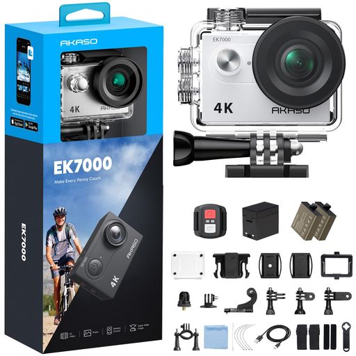 AKASO アクションカメラ EK7000 4K30FPS 20MP 水中カメラ WiFi搭載 外部マイク対応...