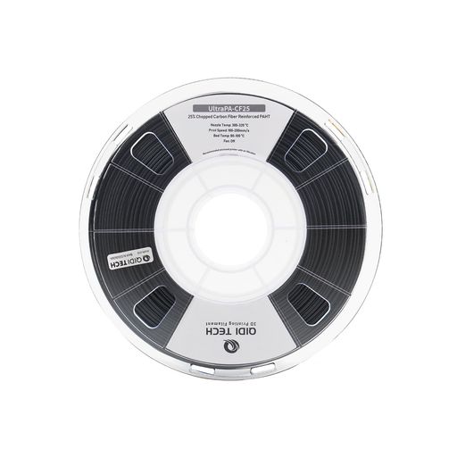 【優れた機械的特性】 UltraPA-CF25 の超高曲げ弾性率と 25% の炭素繊維強化により、UltraPA-CF25 の 3D プリント製品は極めて高い剛性を備え、高強度または軽量が求められる用途に適しています。 【高い寸法安定性】 UltraPA-CF25 を使用すると、あらゆる印刷において工業グレードの精度と優れた寸法安定性を実現できます。 25% の炭素繊維強化により、反りや変形などの問題が軽減され、印刷された部品の正確な寸法が維持されます。高精度のプロトタイプや最終用途部品を製造する場合でも、UltraPA-CF25 は設計仕様に完全に一致することが保証されており、最も要求の厳しいプロジェクトを自信を持って完了できます。 【優れた耐熱性】 QIDI UltraPA-CF25 は優れた耐熱性を備えているため、高温環境での安定性が求められる厳しい用途に最適です。機能プロトタイプ、最終用途部品、工業用アセンブリのいずれであっても、熱ストレス下でも優れた機械的特性を維持し、信頼性を確保できます。