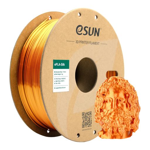 eSUN Silk PLA 3Dプリンターフィラメント シルク PLA 寸法精度+/- 0.05mm、金属の質感 金属色 1.75mm径 3Dプリンター用 正味量1KG (2.2LBS) スプール造形材料PLA材料 (銅)