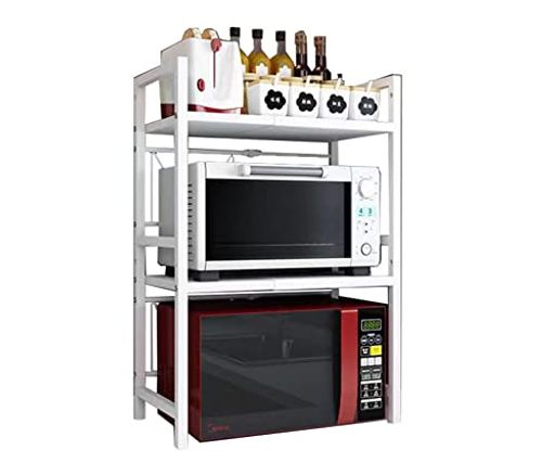 QD-WST レンジ上ラック スチールラック 幅(42-64cm)伸縮式 荷重30kg レンジ台 キッチン収納棚 棚板高さ調節可能 ホワイト 二層式 79*42*36