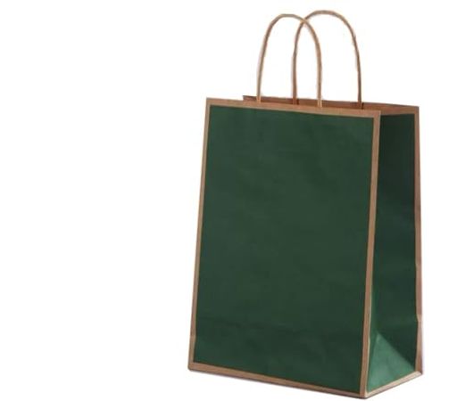 クラフト紙ギフトバッグ、黒色フレーム、21x11x27cm、10枚セット、130g厚、手提げ袋