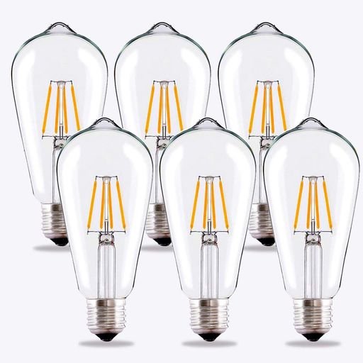 ST64 LEDシャンデリア電球 定格電圧(周波数):AC90-130V、定格消費電力:4W(白熱電球40W相当)、全光束:400lm、色温度:電球色2700k、口金:E26 高輝度で、省エネなので、従来の白熱電球と比べ、消費電力は約90%を削減できます!家計にも優しい商品です。 発光角:360°明るさが全方向に広がるから、電球を使用する様々な器具にお勧めします。外観からもっと美しくなります。 レトロな美しく懐かしい電球で、エジソン復古電球タイプとして人気があります。 電気安全法PSE届出済。日本国内規格の品質、安全性が担保されており、安心してご利用頂けます。寿命は約20000時間で、1日10時間以上のご利用でも約10年を持ちできます。1年保証:ご購入日より1年間の保証を提供いたします。
