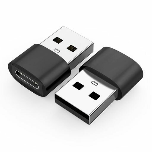 DERRON USB Type-C 変換アダプタ 高速データ転送同期 データ転送 適合Mac-Book/i-Pad/An-droid/X-peria アルミ合金製耐久設計 (ブラック2個入)