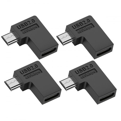 樂天商城 - CY アダプター 4個/ロット USB-C USB2.0 タイプ C メス - マイクロ USB オス 電源データアダプター 90 度直角タイプ