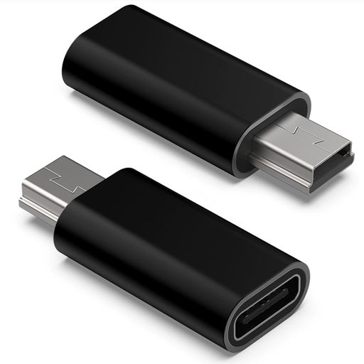 Type-C to ミニUSB アダプター 2個パック Type-C (メス) Mini USB (オス)アダプター 充電とデータ転送 MP3/MP4 デジカメ ドライブレコーダーなど 変換アダプター (ブラック)