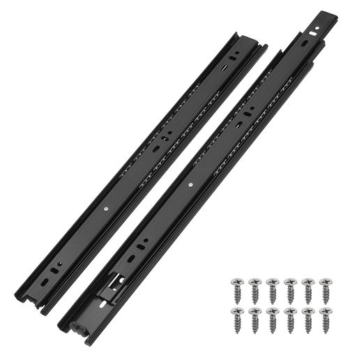 樂天商城 - PATIKIL 16 x 1.7インチ引き出しレール 2個セット スチール製フルエクステンション ボールベアリングサイドマウントレール(取付ネジ付き)戸棚・ベッドサイドテーブル・ワードローブ用 ブラ…