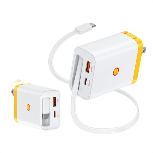 【単品】Shell 65W 急速充電器 Type-C 巻き取り式【100CMコード内蔵】 GaNIII技術 ...