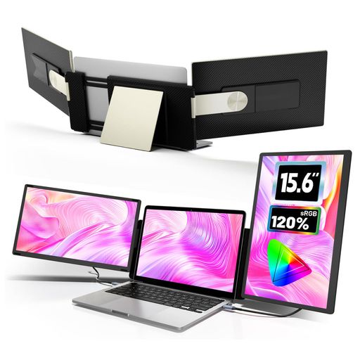 LGGST S6 トリプルモニター ポータブルモニター 15.6インチ FHD 1080P IPSパネル 取り外し可能ディスプレイ設計 235°回転対応 ノートパソコン拡張可能 マルチタスク効率化 プラグアンドプレイ