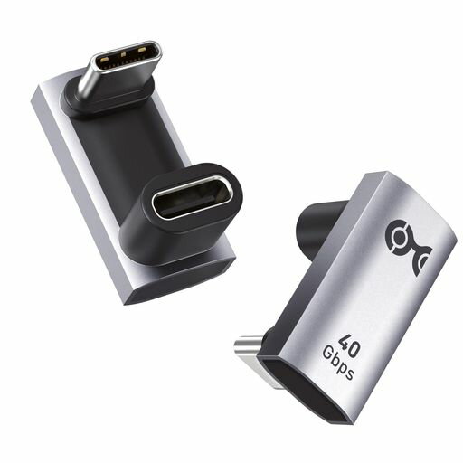 Cable Matters 2個セット 40Gbps U字型 180度 USB-C アダプタ - 12mm、 [4K@240Hz映像出力・240W充電・40Gbpsデータ転送] USBC アダプタ 180度方向変換 (オス-メス)、iPhone 17 /