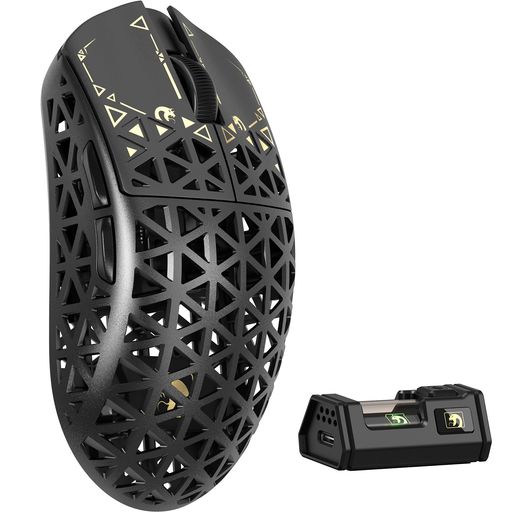 MAMBASNAKE M5 Ultra カーボンファイバー製無線ゲーミングマウス 超軽量39gプラスマイナス3 PAW3950MAX ワイヤレス 8000hz 2.4g/bluetooth/USB-C Nordic52840(ブラック)