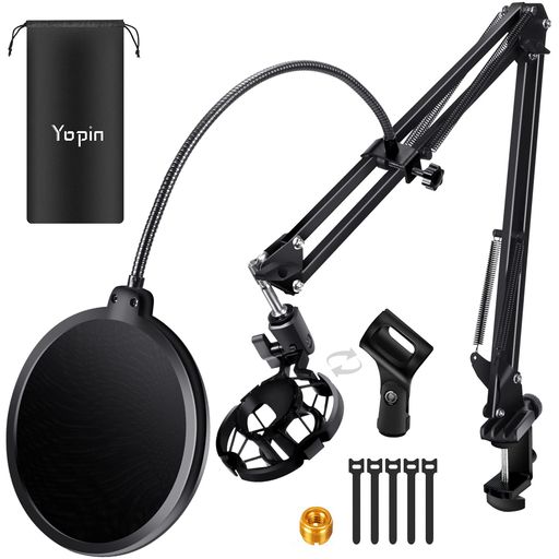 YOPINマイクスタンドの金属制アームの厚さを元の0.8mmを1mmまで増やし、より丈夫でしっかりしています。アームスプリングをダブルスプリングに改善し、マイクスタンドの耐久性及び耐荷重が大幅に増加します。更に、固定クランプに改善を行い、従来のマイクスタンドに抱えている「設置した後、不安定感がある」、「家具に直接接触し、家具にダメージを与えてしまう」などの問題点を改善します。 【幅広いマイクに対応】対応マイク:直径25mm-52mmあらゆる機種のマイク対応可能。付属のショックマウントは有効に振動を緩和し、コンデンサーマイクに最適で、マイクの性能を最大限に活かします。 変換アダプタも付属しており、各機種のマイクの接続に大変便利。 【360°自在にポジショニング】マイクスタンドを水平方向と垂直方向に固定できるため、卓上だけではなく、ベッドにでも固定できます。アームは改良されたデザインを採用し、回転可能な固定クランプと合わせると場所を取らず、360°自由にポジショニングを実現。 【高品質音質】ダブルフィルターを取り入れたポップガードは付属しており、飛沫の付着や音割れを防止。