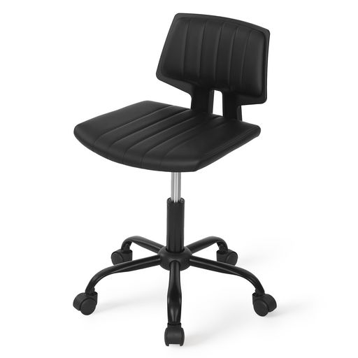 樂天商城 - VECELO オフィスチェア 昇降式 座面高36-45cm キャスター付 幅41x奥行48x高さ68〜77cm ブラック クッション厚4cmx背もたれフィット設計 静音移動で集中力UP PPxPU素材 組立簡単 在宅ワーク・学習に…