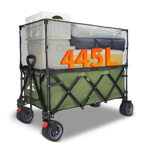 TOPWELL キャリーワゴン 特大容量445L 高耐荷重200kg 【荷室の長さ103cm】 長物対応 【幅10cmのベアリング内蔵極太タ…