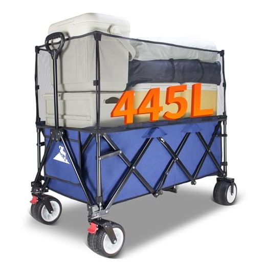 TOPWELL キャリーワゴン 特大容量445L 高耐荷重200kg 【荷室の長さ103cm】 長物対応 【幅10cmのベアリング内蔵極太タ…