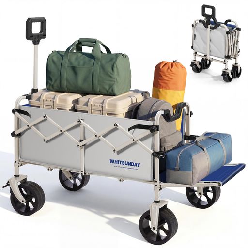 アウトドアワゴン 後部展開可能 特大容量 150L 耐荷重 150kg 長物対応 ベアリング付き車輪 ワンタッチ収束 自立収納 …