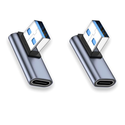 usb l字 usb変換アダプタ 車内用品 USBコネクター 自動識別 100W充電速度 10Gbps高速データ伝送 二個セット type a l字