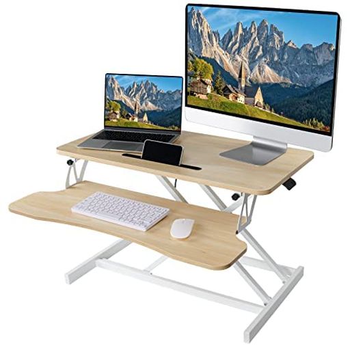 樂天商城 - スタンディングデスク 卓上 SHUWEI 天板幅80CM ガス圧昇降式デスク 高さ11~50CM キーボードトレイ付き ガス圧昇降式デスク 耐荷重20kg オフィスワークテーブル テレワーク デスクワーク 座り過…