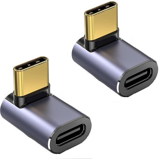 usb c 変換アダプタ 2個 Type Cオスメス 90度 直角 40Gbps高速転送&5A急速充電100W 8K@60Hz映像出力 タイプC L字
