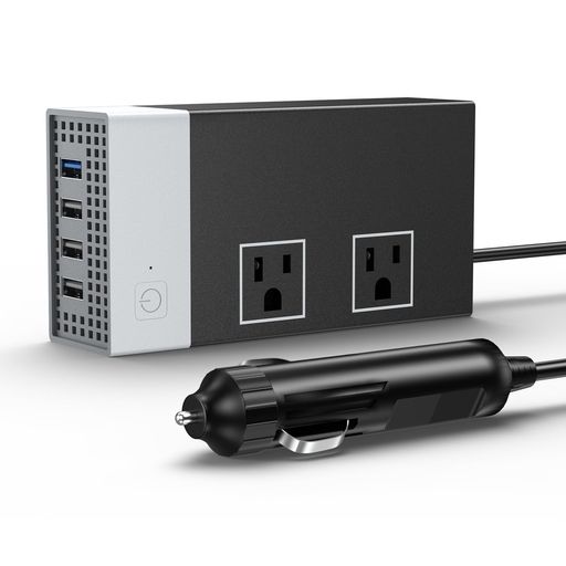 【車載用インバーター】この車載用インバーターは、USB-A( QC 25W, 2A/10W, 2A/10W, 1A/10W) x 4ポートによる急速充電が可能です。そして直流12Vを交流100Vのコンバーターを搭載しており、ノートパソコンやタブレット、携帯電話、ランプストリングなどの電子機器の充電に最適です。自動車でアウトドア旅行を楽しむ際、電力不足の心配をすることなく運転できます。 【静音で高効率な冷却システム】車載インバーターは修正正弦波を採用し、より安定した電力供給を提供します。さらに、車インバーター周囲に設けられた放熱設計と強力な冷却システムにより、インバーターの寿命を効果的に延ばします。内蔵のスマートファンが自動で12vインバーターの温度を監視し、回転速度を上げて、素早く温度を下げます。 【知能保護システム】内蔵の知能チップはインベーター、電気機器、自動車の電池などを保護します。過電圧保護、過負荷保護、過熱保護、低電圧保護、短路保護があります。点煙器挿座逆变器采用阻燃材料,即使在发热時也不易熔化,有効防止电气火災。