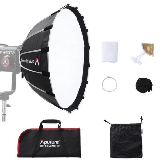 Aputure Quick Dome 60 Bowensマウントソフトボックス - 60cm (2フィート) 円形クイックリリースソフトボックス、16本のスチールロッド付き、Aputure Storm