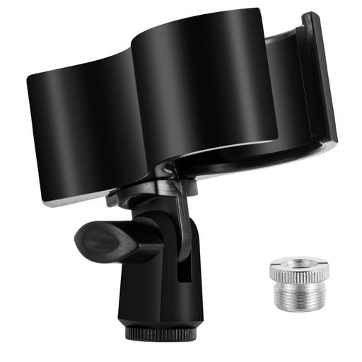 VitalBloom 変換ネジ マイク用クリップ 調整可能 外径32/60 mm対応 5/8”ねじ山3/8”雌ねじアダプタ付き (ブラック)