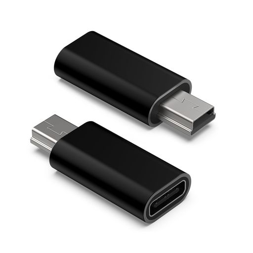 USB C to ミニUSB アダプタ USB C (メス) - Mini USB(オス)アダプター データ充電器コンバータ(2個パック) ブラック