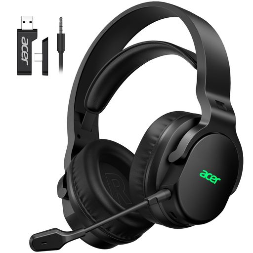 Acer OHR649 ゲーミングヘッドセット サスペンションヘッドバンド Bluetooth 5.4 4WAY接続 ヘッドセット 2.4GHz低遅延接続 20ms超低遅延ゲームヘッドセット 軽量/ノイズキャンセリングマイク