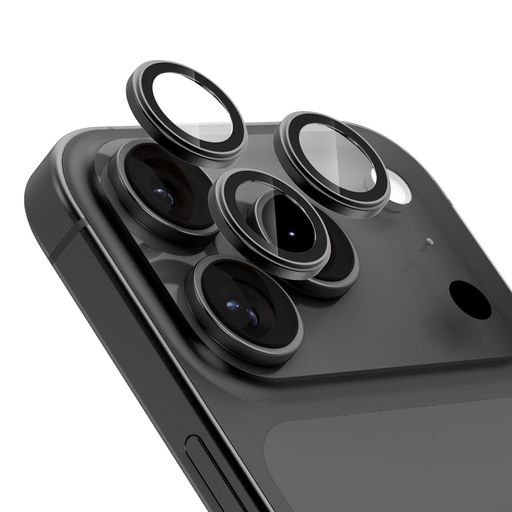 【Pukenin】Phone 17 Pro/17 Pro Max用 カメラレンズ保護フィルム 強化ガラス 10H硬度 アルミ合金 衝撃防止 指紋防止 気泡防止 画質クリア 高い光透過率 超薄型 簡単取り付け (ブラック)