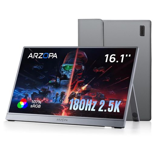 ARZOPA 16.1インチ ゲーミングモニター 180Hz 2.5K ポータブルモニター | 107% sRGB 高輝度 IPS非光沢パネル | デュアルスピーカー内蔵 | USB Type-C/miniHDMI |