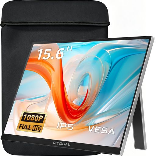 MyDual モバイルモニター 15.6インチ Vesa 軽量 1920*1080 モバイルディスプレイ ポータブルモニター 自立式 非光沢IPS液晶パネル 薄型 USB Type-C MiniHDMI