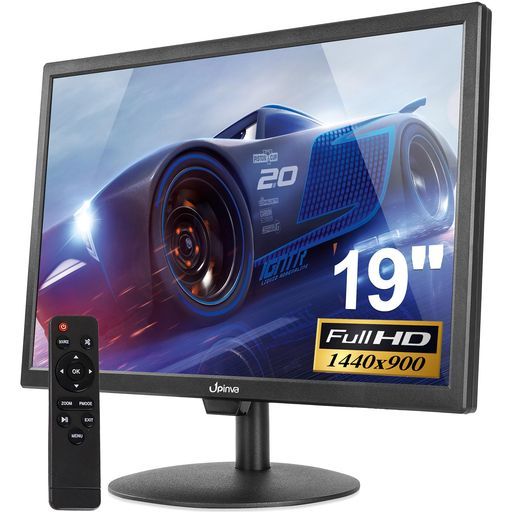 Upinva 19インチ 監視システム用 液晶モニター|1440x900 HD+ 16:10|BNC優先 多入力(HDMI/VGA/AV/USB)|内蔵スピーカー|CCTV/DVR/PC/ゲーム機兼用