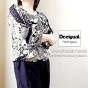 【Desigual/デシグアル】20WWBW05 ギャザーネックチュニックブラウス トップス プルオーバー 総柄 モノトーン 個性的【パッパドゥドゥ】(4)