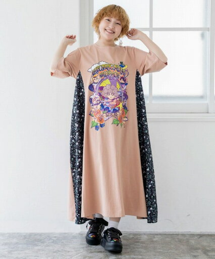 【ScoLar スカラー】152632 宇宙ネコとスカラーちゃん 小花柄切替ワンピース カジュアル レトロ ガーリー 原宿系 個性的【パッパドゥドゥ】 【ScoLar スカラー】152632 宇宙ネコとスカラーちゃん 小花柄切替ワンピース カジュアル レトロ ガーリー 原宿系 個性的【パッパドゥドゥ】