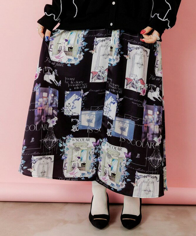 ★SALE★【is ScoLar イズ スカラー】553203 現在と過去 イメージプリントスカート ボトムス シック フェミニン ガーリー 原宿系 個性的【パッパドゥドゥ】