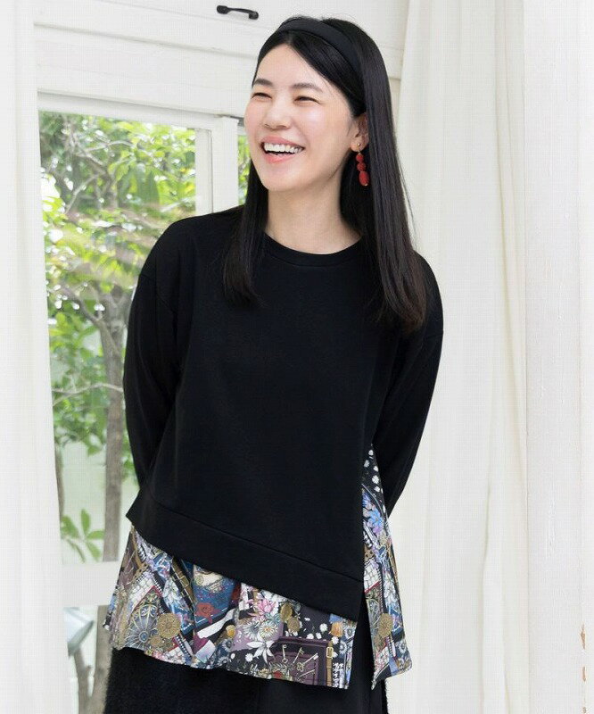 ★SALE★【is ScoLar イズ スカラー】553244 異素材ミックス裏毛アシメプルオーバー シック フェミニン ガーリー 原宿系 個性的【パッパドゥド...