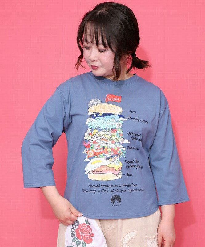 ★新作★【ScoLar スカラー】161621 スカラーバーガータウン柄Tシャツ トップス カジュアル レトロ 原宿系 個性的【パッパドゥドゥ】