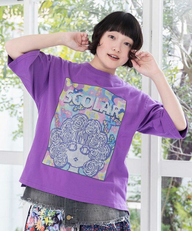 ★新作★【ScoLar スカラー】161637 ピクセルアートスカラーちゃんTシャツ トップス カジュアル レトロ 原宿系 個性的【パッパドゥドゥ】