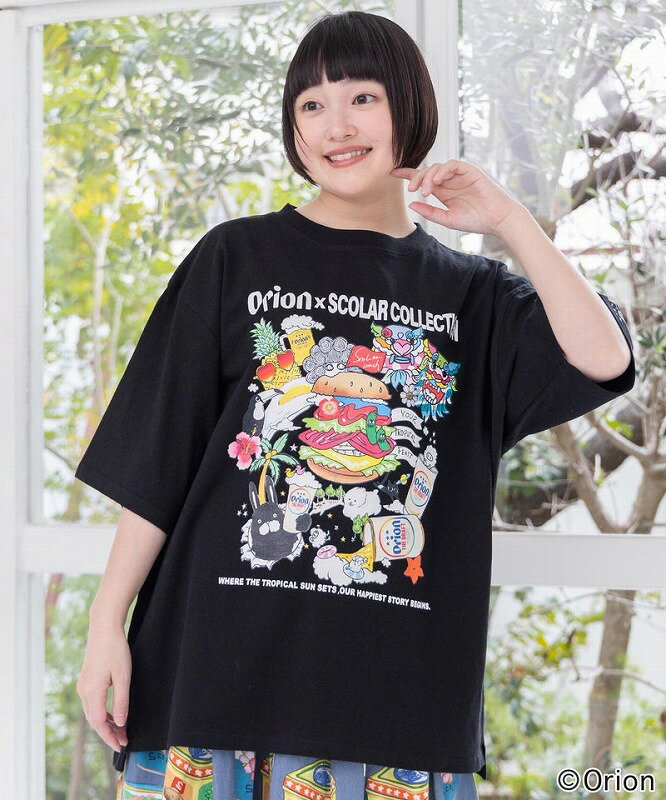 ★新作★【ScoLar スカラー】161676 orion×ScoLar Happy Paradise Tシャツ トップス カジュアル レトロ コラボ 原宿系 個性的 【パッパドゥドゥ】