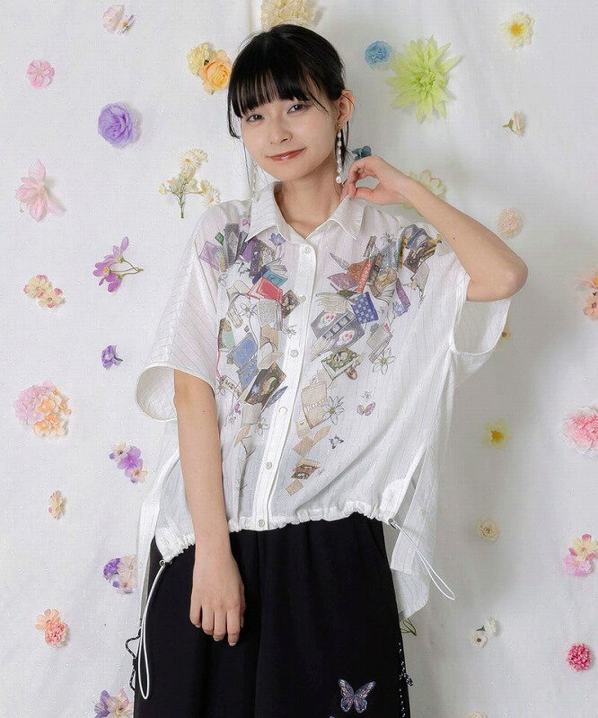 【scolar】半袖シャツ ORION×ScoLar リゾート柄シャツ オフホワイト スカラーコラボ スカ子柄