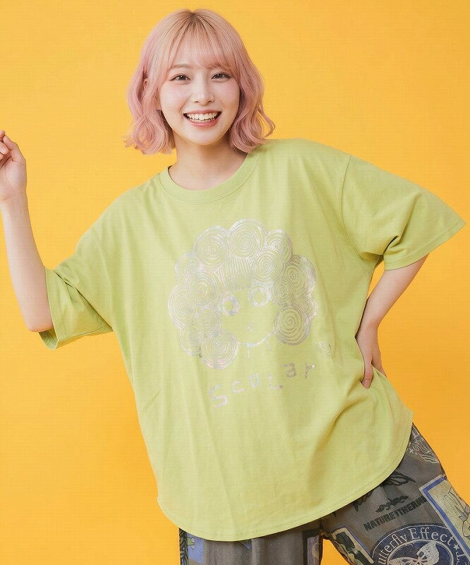 【ScoLar スカラー】162654 オーロラ箔プリントスカラーちゃん 接触冷感Tシャツ カジュアル ガーリー レトロ 原宿系 個性的【パッパドゥドゥ】