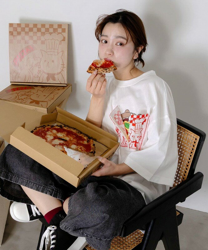 Other - ★新作★【ScoLar Parity スカラー パリティ】362101 ポケットギミック付き ピザ屋ネコ＆クマ柄Tシャツ トップス カジュアル 原宿系 個性的 ユニセックス【パッパドゥドゥ】