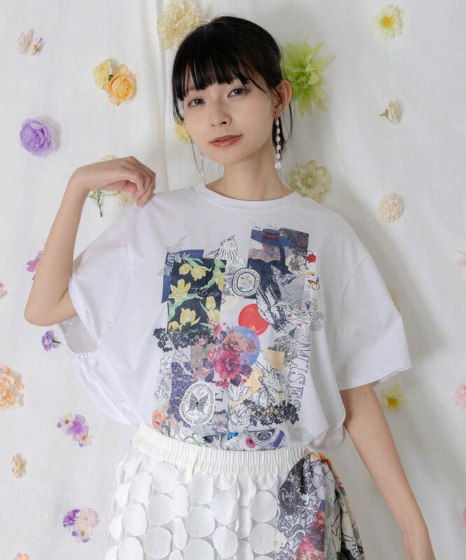 Scolar いろんなシューズ柄チュニック 161650：ポジティブ花コラージュ柄チュニックの通販-ScoLar