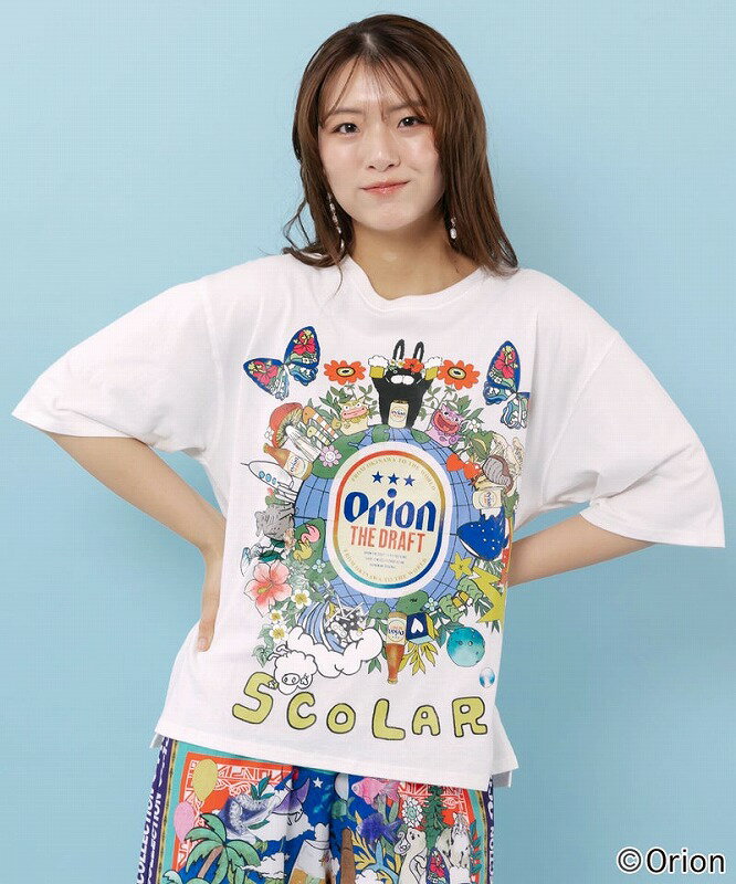 乐天商城 - ★新作★【ScoLar スカラー】462008 orion×ScoLar ワンダーランド柄Tシャツ トップス カジュアル レトロ オリオンビール 原宿系 個性的【パッパドゥドゥ】