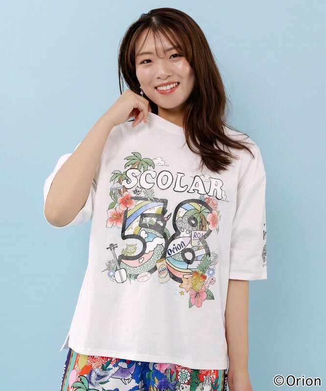 乐天商城 - ★新作★【ScoLar スカラー】462010 orion×ScoLar ROUTE58沖縄柄Tシャツ トップス カジュアル レトロ オリオンビール 原宿系 個性的【パッパドゥドゥ】