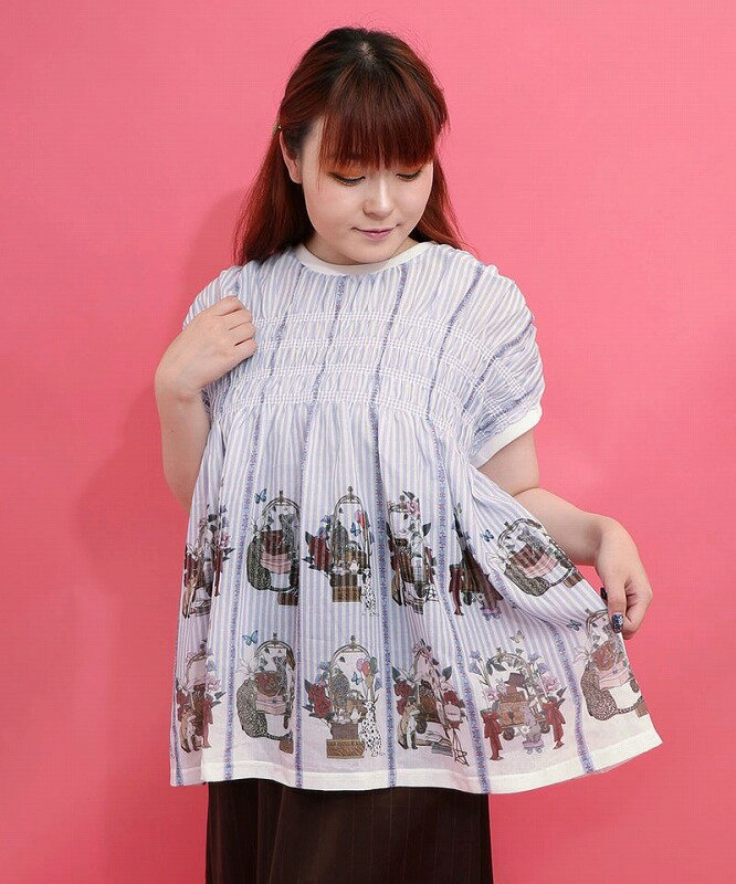 乐天商城 - ★新作★【is ScoLar イズ スカラー】562246 楽器×花コラージュ柄 ボドレー素材タンクトップ カジュアル フェミニン シック 原宿系 個性的【パッパドゥドゥ】