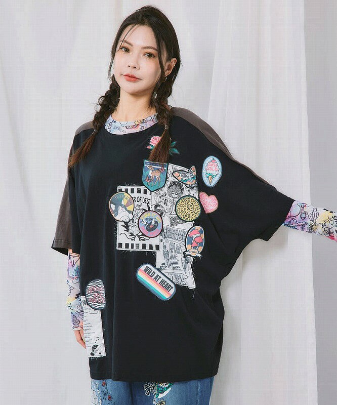 【細部までこだわりたっぷり、特別感あふれるアートなチュニック】 ・ポスターをイメージしたプリントに、ワッペン風パッチワークを重ねたアートなデザイン！ ・パッチワークの縁は丁寧な刺繍で仕上げた、細部までこだわりが詰まった一枚 ・他にはなかなかない、存在感と特別感を楽しめるScolarらしいアイテム◎ ・チュニックならではの丈感を活かして、すっきりめのパンツ合わせでバランスよく。 ・スカートと合わせてボリューム感を楽しむ、遊び心あるスタイリングもオススメです♪ ******************************************* ーーーーー 裏地：なし 透け感：やや透け感あり 生地の厚さ：普通 生地感：普通 伸縮性：ややあり ポケット：なし ーーーーー ※ アップリケ使用 ※ 刺繍使用 ■SIZE One-size 総丈約76.5cm 身幅約82cm 裄丈約54cm 重さ約280g ■COLOR 06（グレー） 09（ブラック） 29（ネイビー） 36（カーキ） ■MATERIAL 本体：綿100% プリント部分：綿100% アップリケ部分：綿100% ■中国製 ******************************************* ATTENTION お買い求めの際のご注意： ※着用商品はサンプルの為、実際のデザインと変更がある場合がございます。 ※サイズは実測値のため、多少の誤差はご容赦ください。 ※商品カラーはできる限り再現するように心がけていますが、モニターやブラウザ等によって 実際の商品と差異が生じる場合がございます。 あらかじめご了承くださいませ。 洗濯表示 取り扱いのご注意： ※この製品は摩擦や水濡れにより色落ちにすることがありますのでご注意ください。 ※この製品は生地独特な風合いを出すために、製品加工してあります。(製品は1点、1点多少表情が違います) ※この商品は糸及び編組織の性質上、引っ掛け・引っ掛かりやすい為、着脱時や取り扱いにご注意下さい。 ●液温は40 ℃を限度とし、手洗いができるbr> ●塩素系及び酸素系漂白剤の使用禁止 ●タンブル乾燥禁止 ●日陰のつり干しがよい ●底面温度120 ℃を限度としてアイロン仕上げができる ●ドライクリーニング禁止 ●ウエットクリーニング禁止 **************************************************************** 3980円以上で送料無料です ※離島の場合は9800円以上で送料無料になります 宅急便・代金引換をご希望の場合 お買い上げの時点で送料は無料ですが後ほど送料を訂正させて頂きます。 **************************************************************** 新作 新着 ブランド ScoLar スカラー レディース ファッション カジュアル 個性的 原宿系 Instagram インスタグラム インスタ インスタ映え トレンド おしゃれ お洒落 かわいい 大人 コーディネート コーデ オーバーサイズ ビッグシルエット フリーサイズ 大きい 大きめ サイズ ゆったり 体型カバー フェミニン ガーリー レトロ トップス Tシャツ プルオーバー 春 夏 秋
