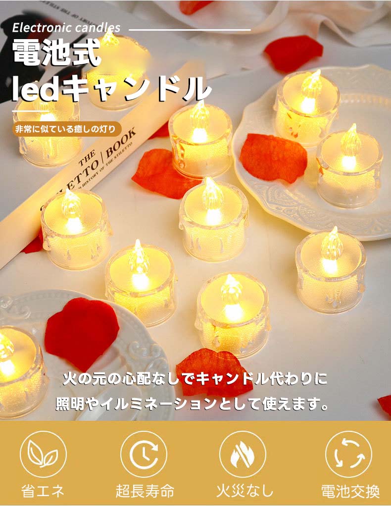 LEDキャンドルライト LED ティーライトキャンドル 24個セット LEDライト 小型 ろう...